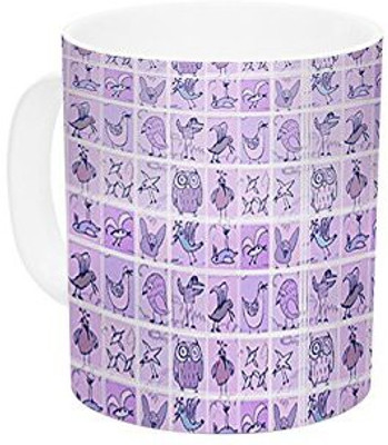

Kess InHouse InHouse Marianna Tankelevich Cute Birds Purple Pink Lavender Ceramic Coffee, 11 oz, Multicolor Ceramic Mug(60 ml)