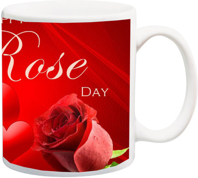 

ME&YOU Gift for Husband/Wife/Boyfriend/Girlfriend/lover;Happy Rose Day I Love You Roses Printed Ceramic Mug(325 ml), Multicolor
