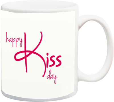 

ME&YOU Gift for Husband/Wife/Boyfriend/Girlfriend;Happy Kiss Day Printed Ceramic Mug(325 ml), Multicolor