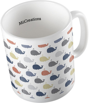 

MiiCreations Printed Blue Whale Ceramic Mug(325 ml), Multicolor