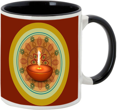 

AllUPrints Gifts For Deepawali - Happy Diwali Lights Design 10 Ceramic Mug(325 ml), Black