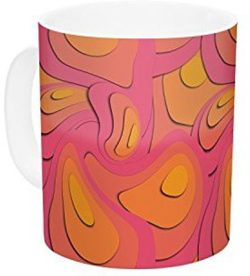 

Kess InHouse InHouse Akwaflorell Fly Away Sadness Abstract Pink Ceramic Coffee, 11 oz, Multicolor Ceramic Mug(60 ml)