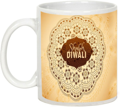 

AllUPrints Gifts For Diwali - Shubh Deepawali Abtract Art Ceramic Mug(325 ml), White