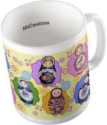 

MiiCreations Printed Printed Russian Dolls Ceramic Mug(325 ml), Multicolor