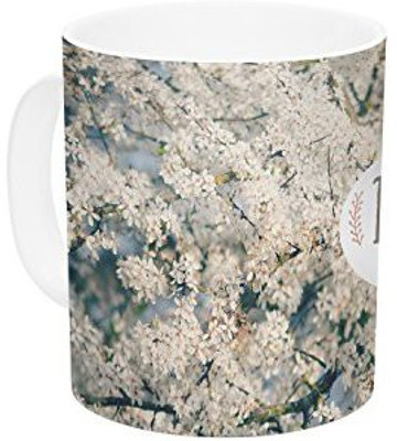 

Kess InHouse InHouse Robin Dickinson Bloom Where You are Planted White Floral Ceramic Coffee, 11 oz, Multicolor Ceramic Mug(60 ml)