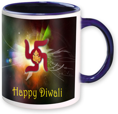 

Heyworlds happy diwali gifts 20 Ceramic Mug(325 ml), Multicolor
