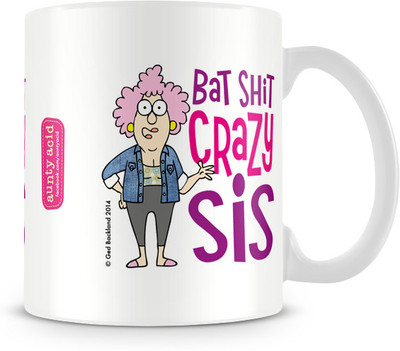 35% OFF on Tashan Street Aunty Acid Bat Shit Crazy Sis Ceramic Mug(325 ml)