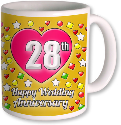 PhotogiftsIndia Gifts For 28th Wedding Anniversary Coffee Ceramic Mug(350 ml), White