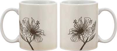 

Artifa Hibiscus Flower Porcelain, Ceramic Mug(350 ml), Multicolor