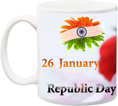 

ME&YOU Corporate Item for Republic Day;26 January With Red Rose Printed Ceramic Mug(325 ml), Multicolor