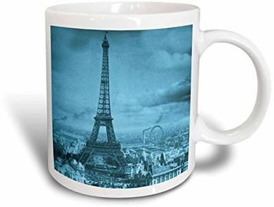 

3dRose Eiffel Tower Paris France 1889 Cyan, 11-Ounce Ceramic Mug(60 ml), Multicolor