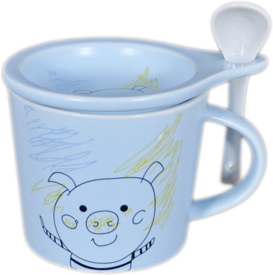 

Bsbysid Collections Print with Spoon & Lid Porcelain Mug(250 ml), Multicolor