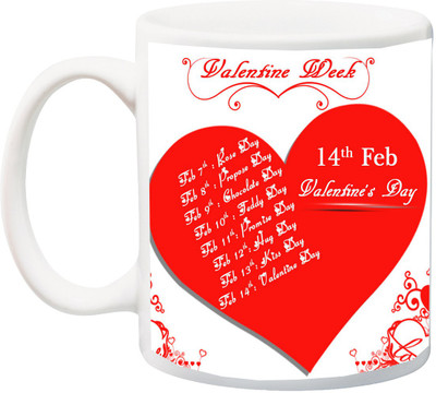 

ME&YOU Happy Rose Day;Valentine Week 14Th Feb Valentine's Day Printed Ceramic Mug(325 ml), Multicolor