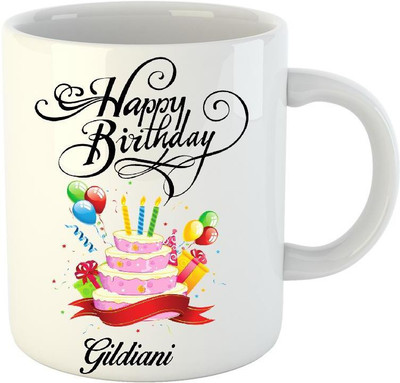 HuppmeGift Happy Birthday Gildiani White (350 ml) Ceramic Mug(350 ml)