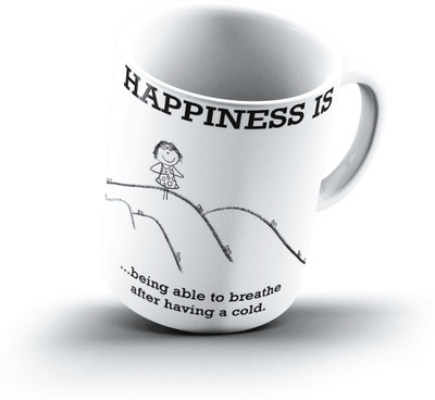 

Ucard Happiness Is1255 Bone China, Ceramic, Porcelain Mug(325 ml), Multicolor