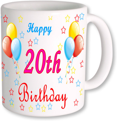 

PhotogiftsIndia 20th Happy Birthday Coffee Ceramic Mug(350 ml), Multicolor
