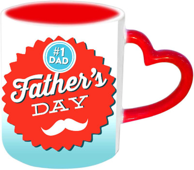 

Raj Laxmi Simple N Sweet Design Fathers Day Wishes Red Heart Handle Ceramic Mug(350 ml)