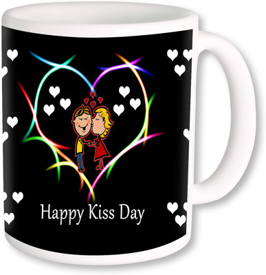 

PhotogiftsIndia Happy Kiss Day With Heart Ceramic Mug(325 ml), Multicolor