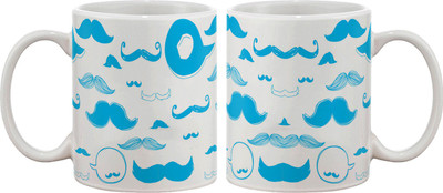 

Artifa Moustache Pattern Porcelain, Ceramic Mug(350 ml), Multicolor