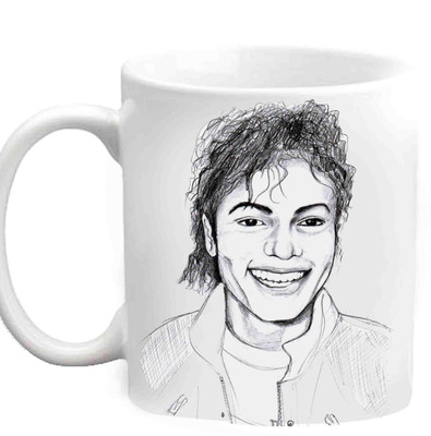 

Raj Laxmi Michel Jackson White Ceramic Mug(350 ml)