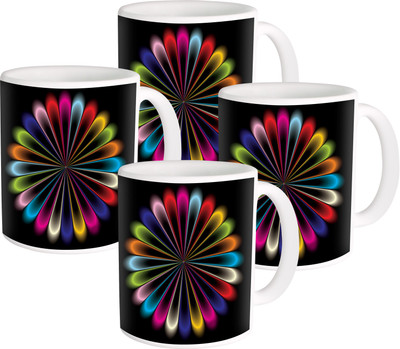 

Heyworlds Gifts for pattern Design set of six 120 Ceramic Mug(325 ml, Pack of 4), Multicolor
