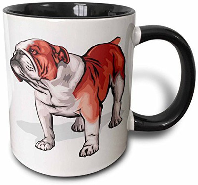 

3dRose mug_128988_4 Cute and Cuddly Canine English Bulldog Two Tone Black, 11 oz, Black/White Ceramic Mug(60 ml), Multicolor