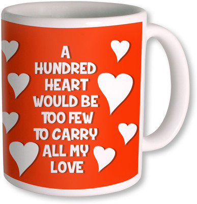 

PhotogiftsIndia A Hundred Heart Gifts For Boyfriend Coffee Ceramic Mug(350 ml), White