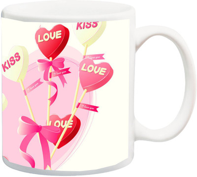 

ME&YOU Gift for Husband/Wife/Boyfriend/Girlfriend/lover;Special I Love You Cute Kiss 3D Printed Ceramic Mug(325 ml), Multicolor