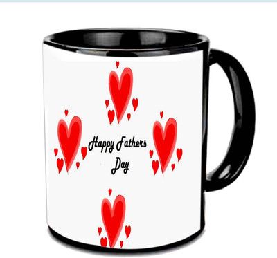 

Raj Laxmi Happy fathers Day Wishes With Lovely Hearts Design Multicolor Ceramic Mug(3.5 ml), Black