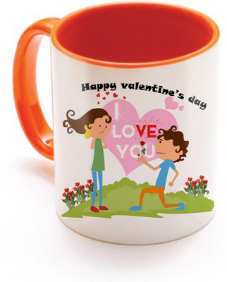 

SKY TRENDS Valentine Gift for Girlfriend Love Printed I Love U Forever Perfect for Her Him Wife Fiance Anniversary And Birthday STGD004 Ceramic Mug(325 ml), Orange