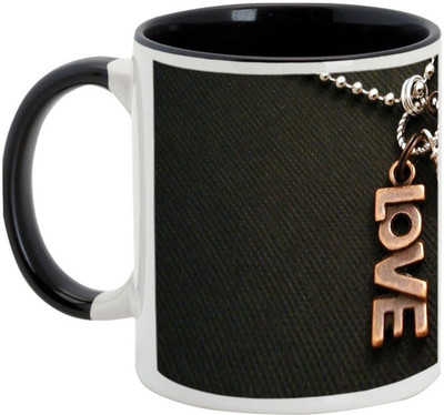 

AllUPrints Boyfriend/Girlfriend Gifts - Love Key chain Ceramic Mug(325 ml), Black