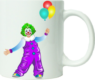 

Maison N Mode Joker With Ballon Coffee Ceramic Mug(330 ml), Multicolor