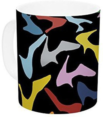 

Kess InHouse InHouse Project M Shoes on Black Ceramic Coffee, 11 oz, Multicolor Ceramic Mug(60 ml)