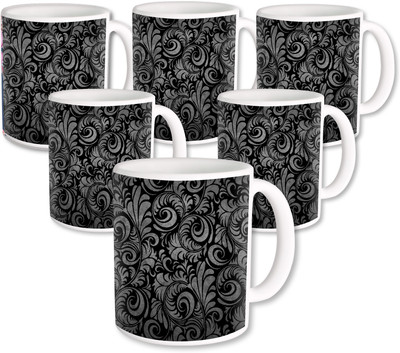 

Heyworlds Gifts for Pattern Design set of six 04 Ceramic Mug(325 ml, Pack of 6), Multicolor