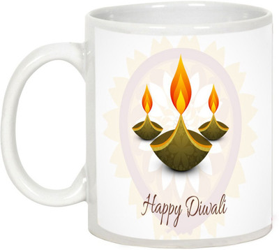 

AllUPrints Gifts For Deepawali - Happy Diwali Lights Design 8 Ceramic Mug(325 ml), White