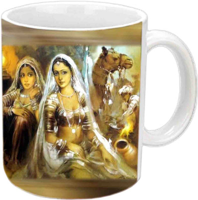 

Raj Laxmi Old Rajasthan culture White Ceramic Mug(350 ml)