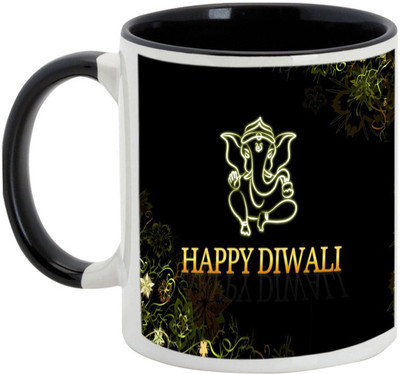 

AllUPrints Gifts For Deepawali - Prosperous Happy Diwali Design 27 Ceramic Mug(325 ml), Black