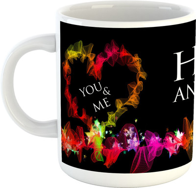 

Deeher Gifts Happy Anniversary design3 Ceramic Mug(330 ml), Multicolor