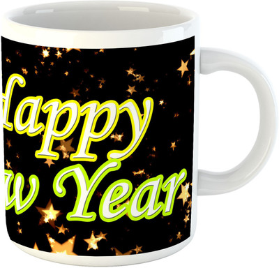 

Deeher Gifts Happy New Year Design8 Ceramic Mug(330 ml), Multicolor