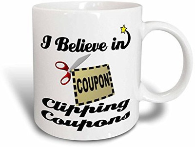 

3dRose I Believe in Clipping Coupons Ceramic, 11 oz, White Ceramic Mug(60 ml), Multicolor