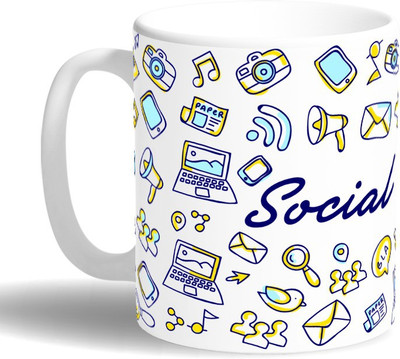 

PRINT OPERA Social Media Ceramic Mug(330 ml), Multicolor