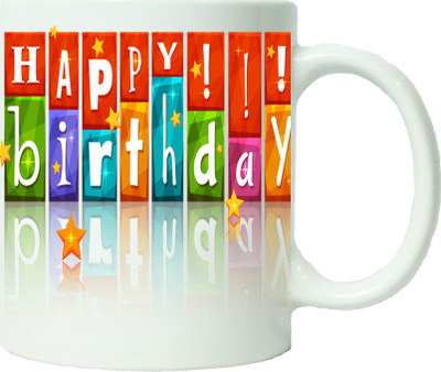 

Maison N Mode Happy Birth Day Block Coffee Ceramic Mug(330 ml), Multicolor