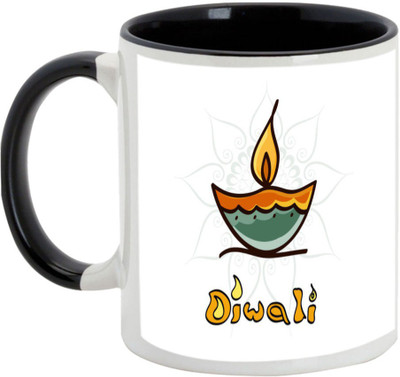 

AllUPrints Diwali Gifts - Enjoy The Spirit Of Deepavali Ceramic Mug(325 ml), Black