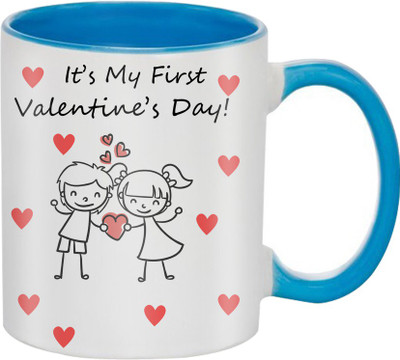 

SKY TRENDS Great Romantic Love Best Gifts For Valentine Day For Girlfriend Boyfriend Fiance Wife Husband, Anniversary,Christmas, Design 059 Ceramic Mug(325 ml), Blue