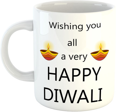 

Deeher Gifts Happy Diwali Ceramic Mug(330 ml), Multicolor
