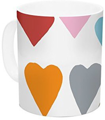 

Kess InHouse InHouse Project M Colorful Hearts Ceramic Coffee, 11 oz, Multicolor Ceramic Mug(60 ml)