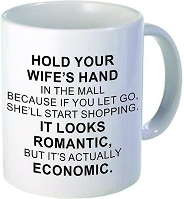 

Rikki Knight Knight Hold Your Wife's Hand in the Mall Shopping Humor Funny Quotes Design Ceramic Coffee Cups, 11 oz, White Ceramic Mug(60 ml), Multicolor