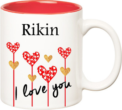 

Huppme I Love You Rikin Inner Red (350 ml) Ceramic Mug(350 ml), Red;white