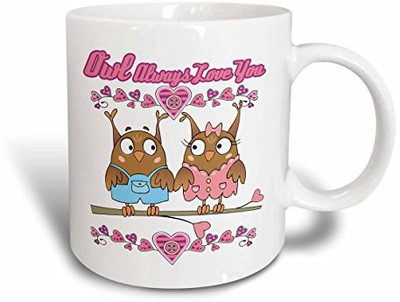 

3dRose mug_102486_1 Owl I'll Always Love You Cute Valentine Owl Couple Ceramic, 11-Ounce Ceramic Mug(60 ml), Multicolor