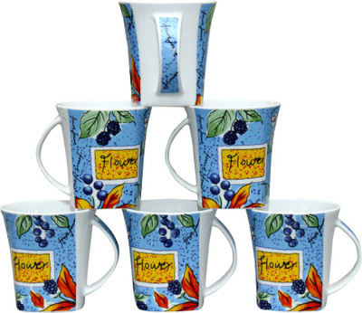

Pearl Shagun-28 Bone China Mug(160 ml, Pack of 6), Multicolor